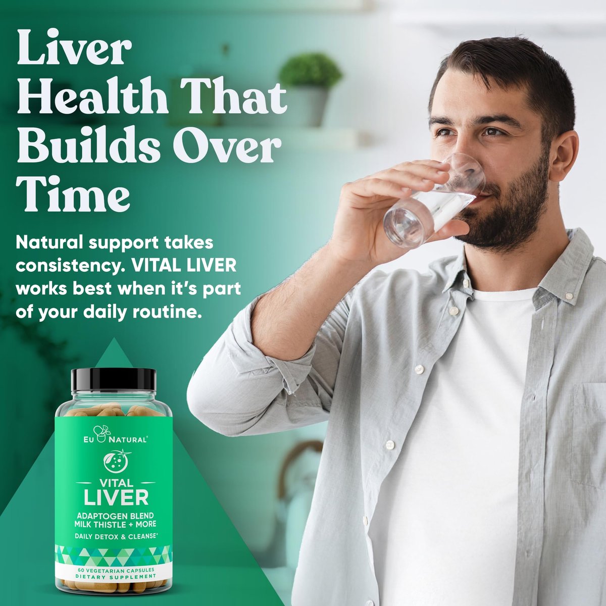 Vital Liver Cleanse Detox & Repair – 9-in-1 Leberunterstützung mit Mariendistel, Artischocke, Kurkuma und Adaptogenen – 60 vegane Kapseln