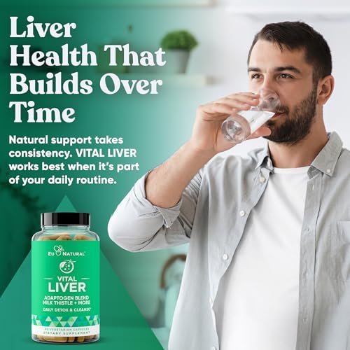 Vital Liver Cleanse Detox & Repair – 9-in-1 Leberunterstützung mit Mariendistel, Artischocke, Kurkuma und Adaptogenen – 60 vegane Kapseln