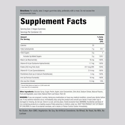 Piping Rock Vegan Eisen Gummibärchen mit Vitamin B-12 – 70 Stück – Leckerer Traubengeschmack – Non-GMO, Glutenfrei