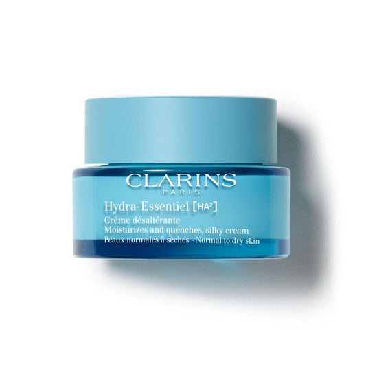 Clarins Hydra-Essentiel Seidige Creme | Intensiv feuchtigkeitsspendende Gesichtscreme | 60 Sekunden für prallere Haut* | Nährt, beruhigt und macht weich | Doppelte Hyaluronsäure | Normale bis trockene Haut | 48 g