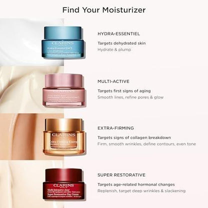 Clarins Hydra-Essentiel Seidige Creme | Intensiv feuchtigkeitsspendende Gesichtscreme | 60 Sekunden für prallere Haut* | Nährt, beruhigt und macht weich | Doppelte Hyaluronsäure | Normale bis trockene Haut | 48 g