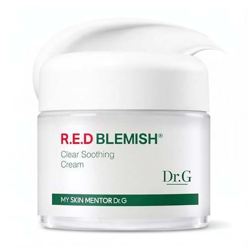 Dr. G R.E.D. Blemish Clear Soothing Cream - Beruhigende koreanische Feuchtigkeitscreme gegen Rötungen - Lindert Akne & Reizungen - Mit Centella Asiatica - Lang anhaltende Feuchtigkeit - 70 ml