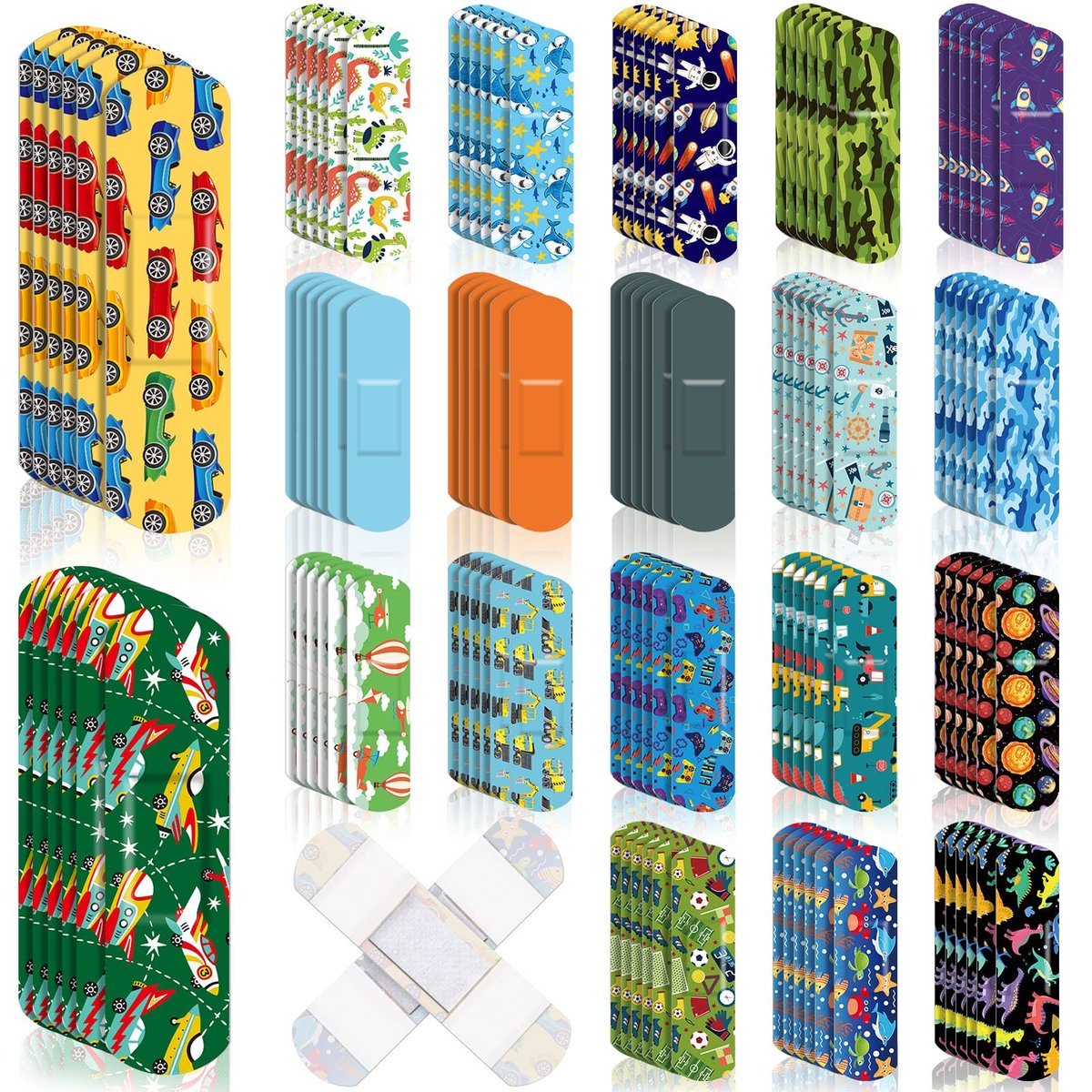 Panelee 120 Stück Kinderpflaster 2,83'' x 0,75'' - Stilvolles Design, flexible, wasserdichte Pflaster im Großpack, atmungsaktive Streifen für Erste Hilfe und Wundversorgung (Stylischer Stil)