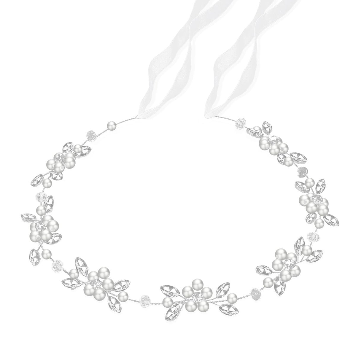 Tanfeine Blumenmädchen Stirnband, Silbernes Hochzeitsstirnband für Mädchen, Prinzessin Kristallperlen Haarschmuck für Geburtstag, Party, Erstkommunion, Hochzeit