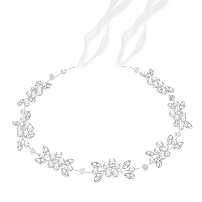 Tanfeine Blumenmädchen Stirnband, Silbernes Hochzeitsstirnband für Mädchen, Prinzessin Kristallperlen Haarschmuck für Geburtstag, Party, Erstkommunion, Hochzeit