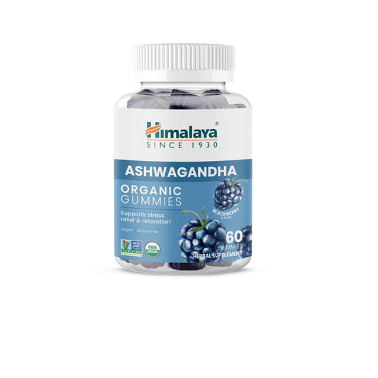 Himalaya Ashwagandha Bio-Gummis mit KSM-66, Stressabbau, Energie & Entspannung, 60 Gummis mit leckerem Brombeergeschmack