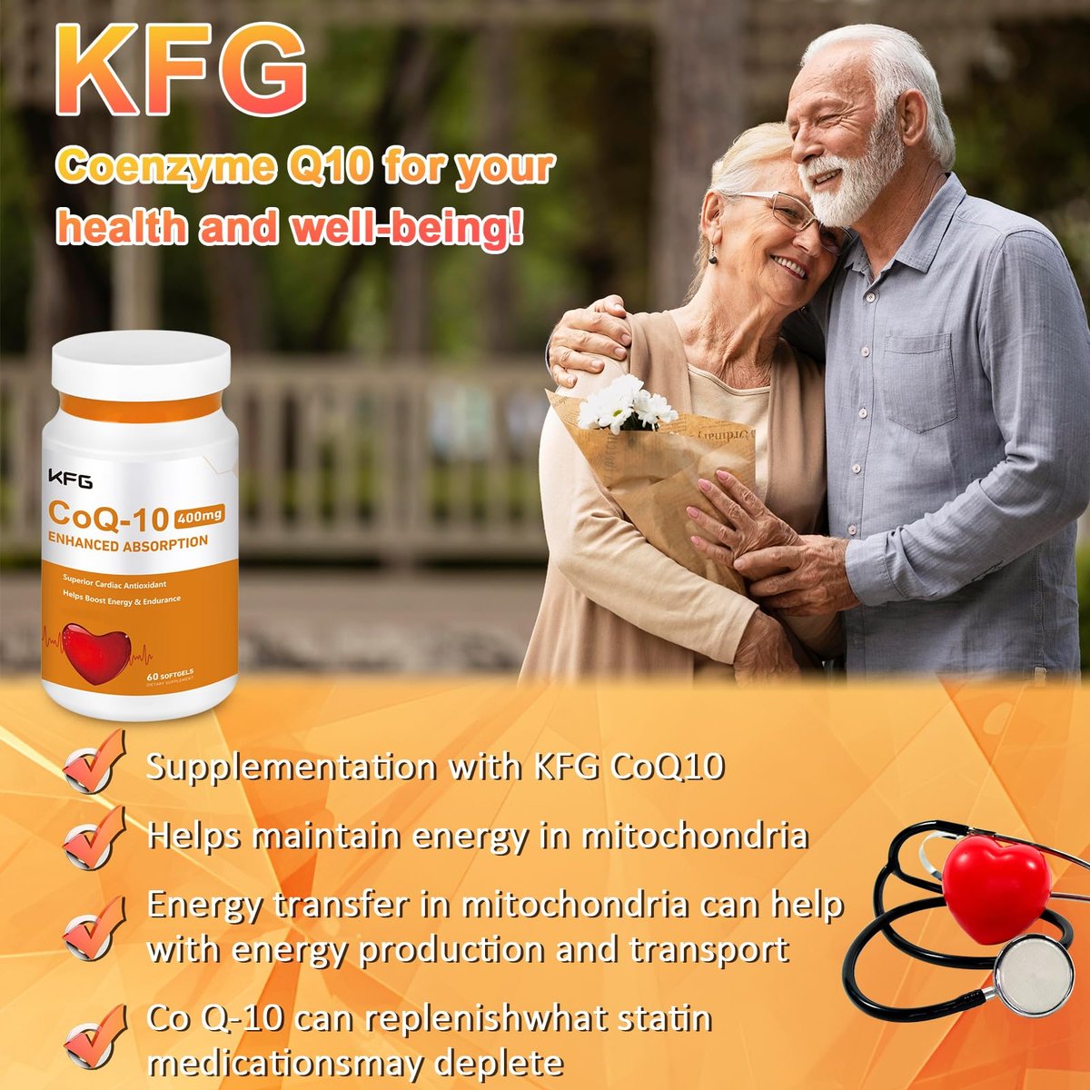 KFG CoQ10 400mg Weichkapseln – Coenzym Q10 für Herzgesundheit, Immunsystem & Zellenergie – Glutenfrei – 60 Kapseln
