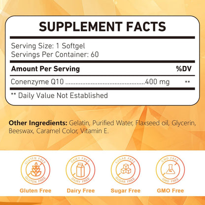 KFG CoQ10 400mg Weichkapseln – Coenzym Q10 für Herzgesundheit, Immunsystem & Zellenergie – Glutenfrei – 60 Kapseln
