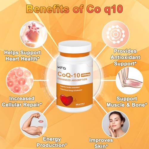 KFG CoQ10 400mg Weichkapseln – Coenzym Q10 für Herzgesundheit, Immunsystem & Zellenergie – Glutenfrei – 60 Kapseln
