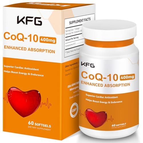 KFG CoQ10 400mg Weichkapseln – Coenzym Q10 für Herzgesundheit, Immunsystem & Zellenergie – Glutenfrei – 60 Kapseln