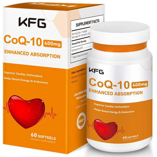 KFG CoQ10 400mg Weichkapseln – Coenzym Q10 für Herzgesundheit, Immunsystem & Zellenergie – Glutenfrei – 60 Kapseln