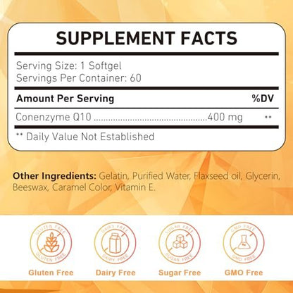 KFG CoQ10 400mg Weichkapseln – Coenzym Q10 für Herzgesundheit, Immunsystem & Zellenergie – Glutenfrei – 60 Kapseln
