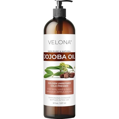 velona Jojobaöl – 250 ml (mit Pumpe) | 100% rein und natürlich | Golden, unraffiniert, kaltgepresst, hexanfrei | Feuchtigkeitsspendende Gesichts-, Haar-, Körper- und Hautpflege
