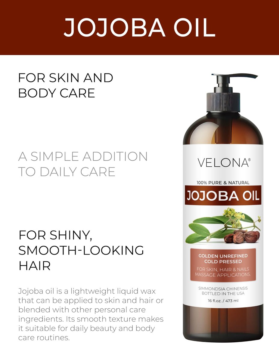 velona Jojobaöl – 250 ml (mit Pumpe) | 100% rein und natürlich | Golden, unraffiniert, kaltgepresst, hexanfrei | Feuchtigkeitsspendende Gesichts-, Haar-, Körper- und Hautpflege