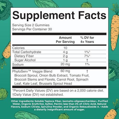 MaryRuth's Super Greens | Natürlich vorkommendes Quercetin | Spirulina | Brokkoliwurzel | Grünkohlblatt | Zuckerfreie Gummis für Erwachsene und Kinder ab 4 Jahren | 2g Ballaststoffe | Vegan | 60 Stück