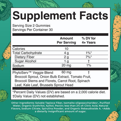 MaryRuth's Super Greens | Natürlich vorkommendes Quercetin | Spirulina | Brokkoliwurzel | Grünkohlblatt | Zuckerfreie Gummis für Erwachsene und Kinder ab 4 Jahren | 2g Ballaststoffe | Vegan | 60 Stück