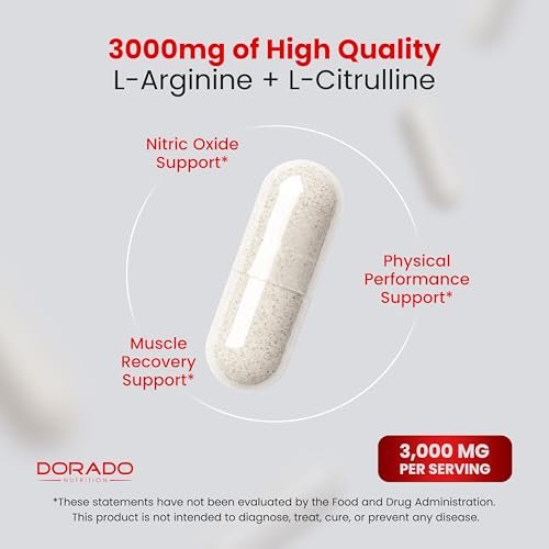 L-Arginin L-Citrullin Kapseln 3000mg (240 Kapseln) – Stickoxid Booster für Männer – Ausdauer, Leistung, Workout-Support – Glutenfrei, Nicht-GVO, Vegan