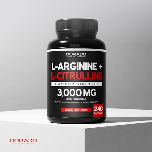 L-Arginin L-Citrullin Kapseln 3000mg (240 Kapseln) – Stickoxid Booster für Männer – Ausdauer, Leistung, Workout-Support – Glutenfrei, Nicht-GVO, Vegan