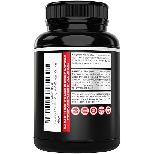 L-Arginin L-Citrullin Kapseln 3000mg (240 Kapseln) – Stickoxid Booster für Männer – Ausdauer, Leistung, Workout-Support – Glutenfrei, Nicht-GVO, Vegan