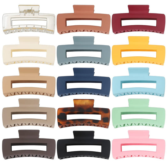 Luraseea 15er-Pack Haar-Claw-Clips, große 4,1 Zoll rechteckige Clips für Frauen und Mädchen, rutschfest
