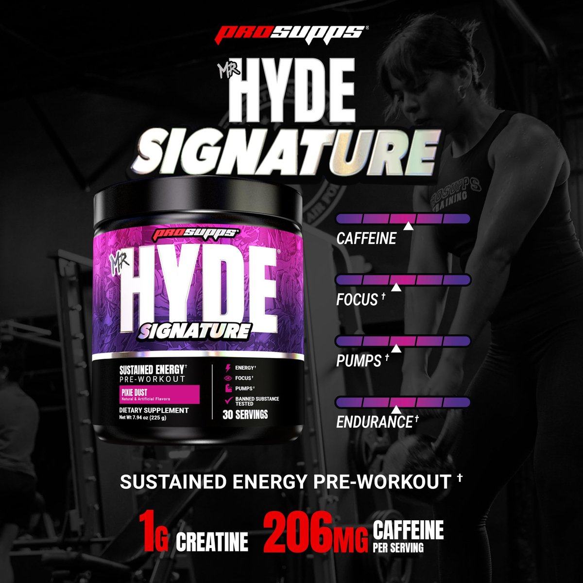 ProSupps Mr. Hyde Signature Pre-Workout Pulver mit Kreatin, Beta-Alanin & Koffein – Energie, Leistung & Ausdauer für Männer & Frauen (Pixie Dust, 30 Portionen)