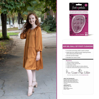 Foot Petals Ball-of-Foot Cushions, Metatarsal Pad, Air Gel, 1 Paar – Dauerhafter Komfort und Entlastung für hohe Schuhe