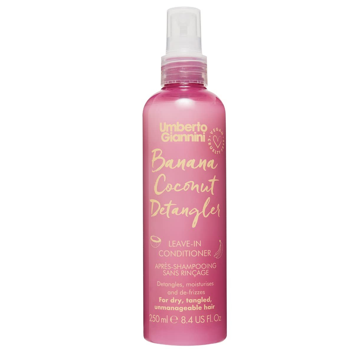 Umberto Giannini Banana Coconut Entwirrungsspray 250 ml - Leichtes Kokosnussöl Leave-in Pflegespray