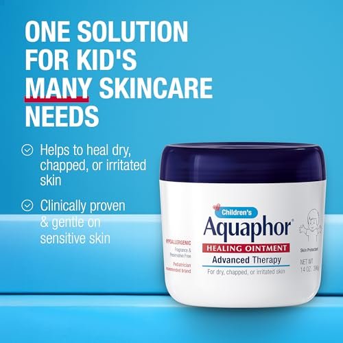Aquaphor Children's Advanced Therapy Healing Ointment – 41% Petrolatum Hautschutzsalbe für die Wundversorgung bei kleinen Verletzungen, spröder oder rissiger Haut und Lippen, 397 g (14 Unzen) Glas