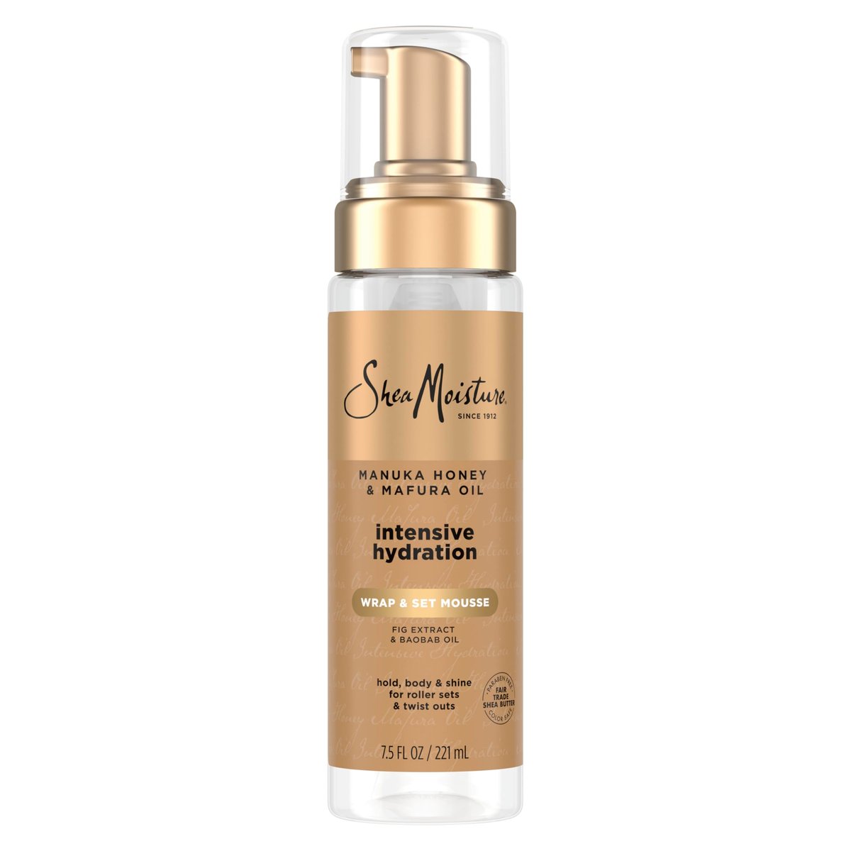 Shea Moisture Manuka Honig & Mafura Öl Wrap & Set Mousse Feuchtigkeitsspendend für Halt, Fülle und Glanz 222 ml