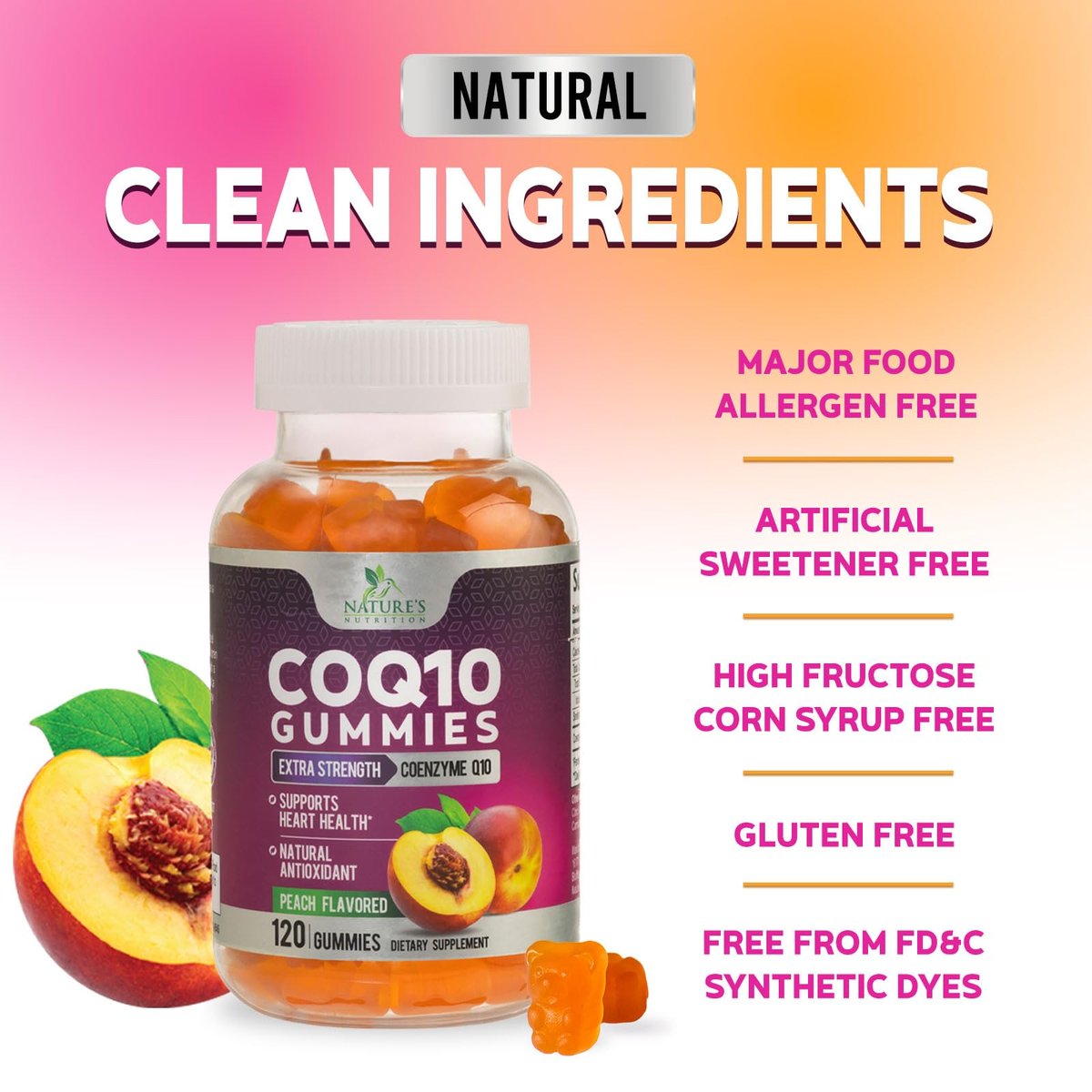 CoQ10 Gummis – Coenzym Q10 100 mg pro Portion – 3-fache Stärke, hohe Absorption, Antioxidans-Ergänzung für Herzgesundheit & Energieproduktion – 120 Gummis