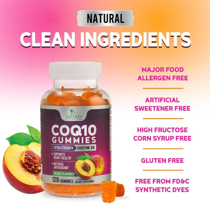 CoQ10 Gummis – Coenzym Q10 100 mg pro Portion – 3-fache Stärke, hohe Absorption, Antioxidans-Ergänzung für Herzgesundheit & Energieproduktion – 120 Gummis