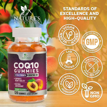 CoQ10 Gummis – Coenzym Q10 100 mg pro Portion – 3-fache Stärke, hohe Absorption, Antioxidans-Ergänzung für Herzgesundheit & Energieproduktion – 120 Gummis