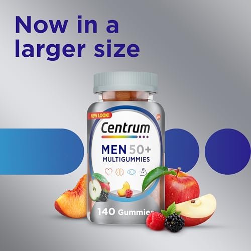 Centrum MultiGummies für Männer ab 50 – Multivitamin-/Mineralstoffpräparat mit Vitamin D3, E, B6 und B12 – gemischter Fruchtgeschmack – 140 Stück