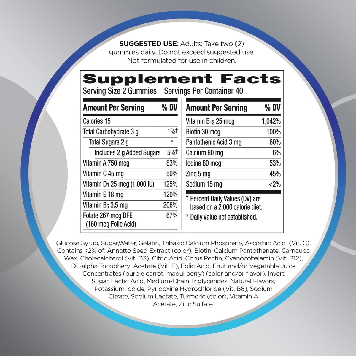 Centrum MultiGummies für Männer ab 50 – Multivitamin-/Mineralstoffpräparat mit Vitamin D3, E, B6 und B12 – gemischter Fruchtgeschmack – 140 Stück