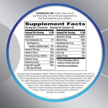 Centrum MultiGummies für Männer ab 50 – Multivitamin-/Mineralstoffpräparat mit Vitamin D3, E, B6 und B12 – gemischter Fruchtgeschmack – 140 Stück