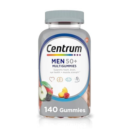 Centrum MultiGummies für Männer ab 50 – Multivitamin-/Mineralstoffpräparat mit Vitamin D3, E, B6 und B12 – gemischter Fruchtgeschmack – 140 Stück