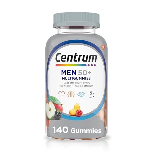 Centrum MultiGummies für Männer ab 50 – Multivitamin-/Mineralstoffpräparat mit Vitamin D3, E, B6 und B12 – gemischter Fruchtgeschmack – 140 Stück