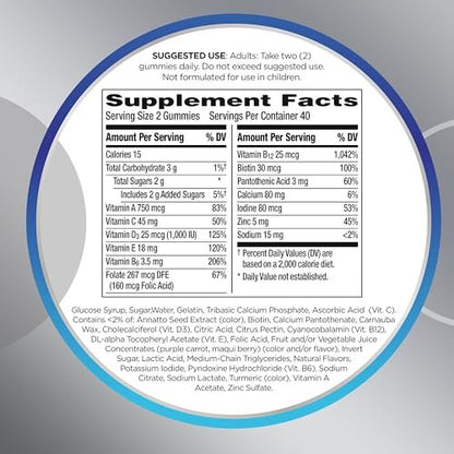 Centrum MultiGummies für Männer ab 50 – Multivitamin-/Mineralstoffpräparat mit Vitamin D3, E, B6 und B12 – gemischter Fruchtgeschmack – 140 Stück