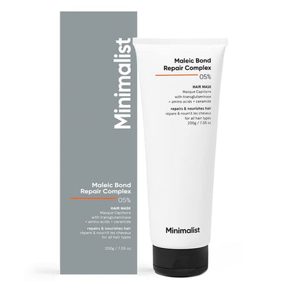 Minimalist Haarmaske für geschädigtes Haar & frizziges Haar | Nach dem Shampoo | Maleic Bond Repair Complex 5% | Transglutaminase, Aminosäuren & Ceramide | Für Frauen & Männer | 200 g