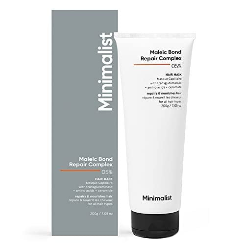 Minimalist Haarmaske für geschädigtes Haar & frizziges Haar | Nach dem Shampoo | Maleic Bond Repair Complex 5% | Transglutaminase, Aminosäuren & Ceramide | Für Frauen & Männer | 200 g