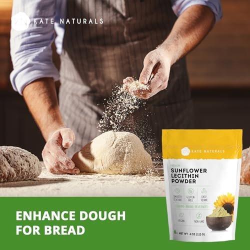 Kate Naturals Sonnenblumenlecithin Pulver – 113 g, Nicht-GVO, ideal zum Backen, für Gummibärchen und Kochen – Alternative zu Sojalecithin