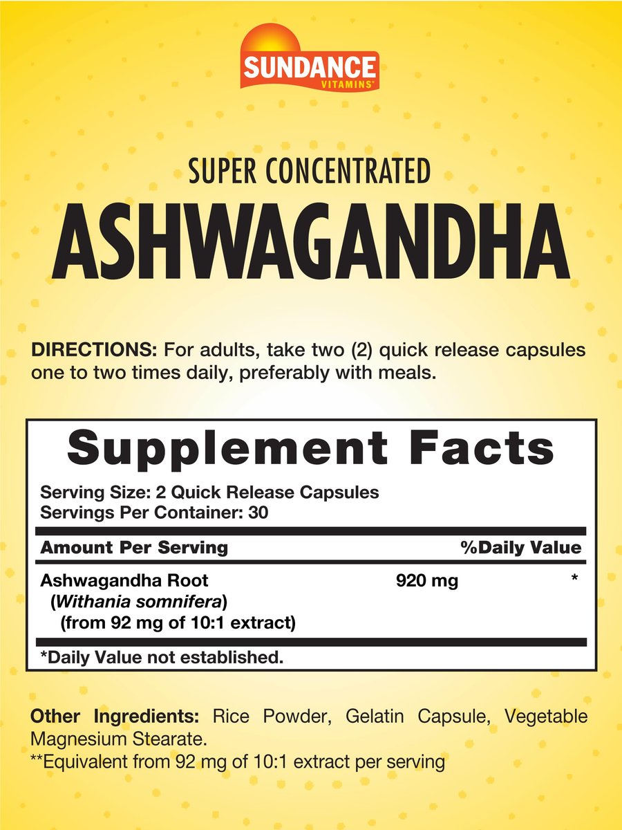 Sundance Ashwagandha | 60 Kapseln | Hochkonzentriert | Traditionelles ayurvedisches Kraut | Nicht-GMO, glutenfrei