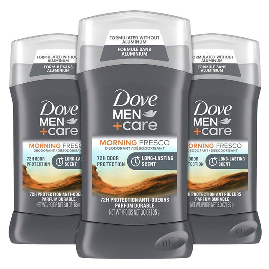 DOVE MEN + CARE Deodorant Stick Morning Fresco – Aluminiumfrei, 72h Schutz, 3er-Pack (3 x 85 g)