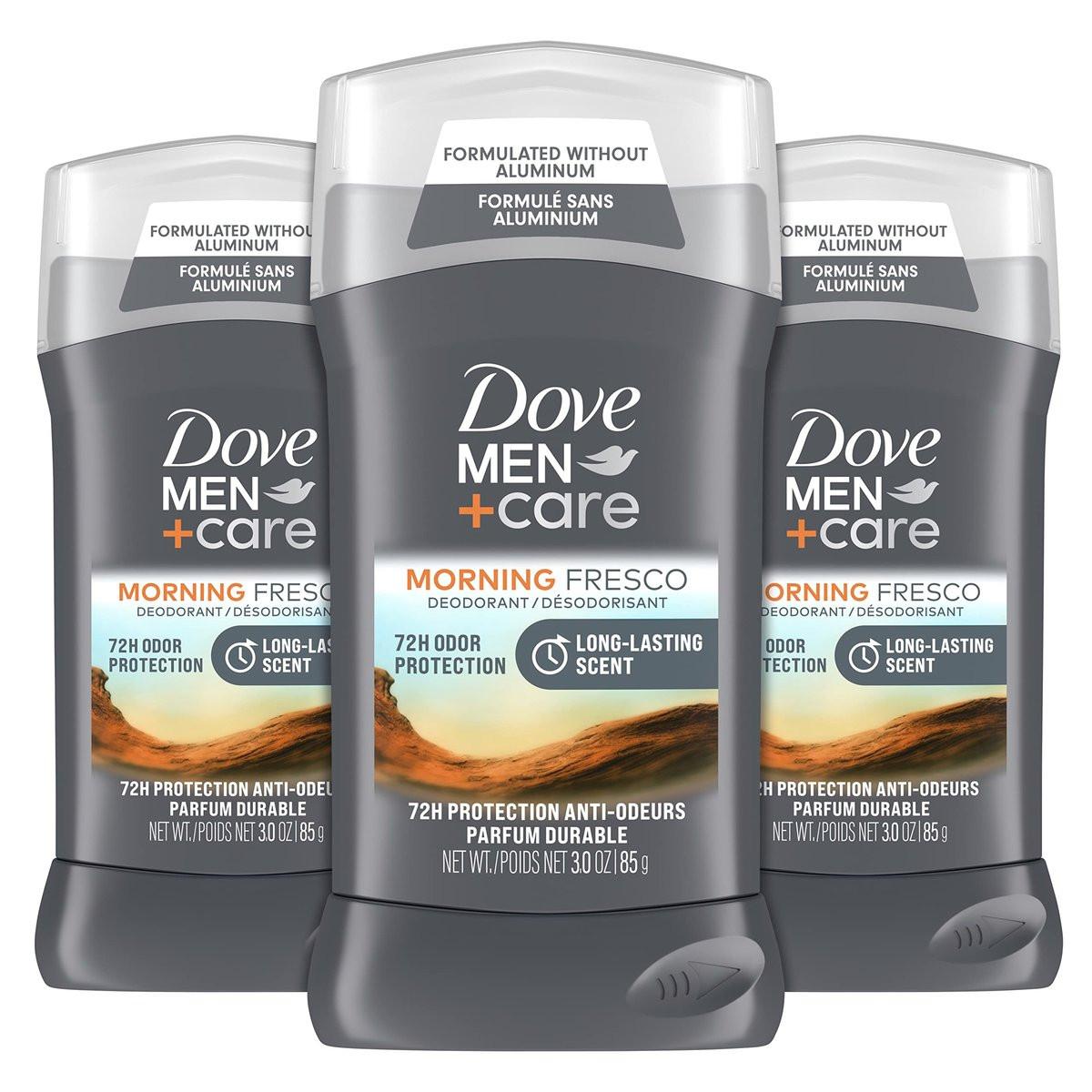 DOVE MEN + CARE Deodorant Stick Morning Fresco – Aluminiumfrei, 72h Schutz, 3er-Pack (3 x 85 g)