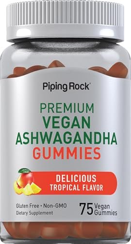 Piping Rock Ashwagandha Gummies – 75 Stück – Vegan, Non-GMO & glutenfrei – Tropischer Geschmack für Männer & Frauen