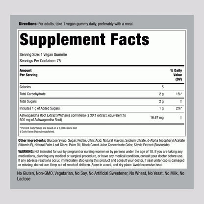 Piping Rock Ashwagandha Gummies – 75 Stück – Vegan, Non-GMO & glutenfrei – Tropischer Geschmack für Männer & Frauen