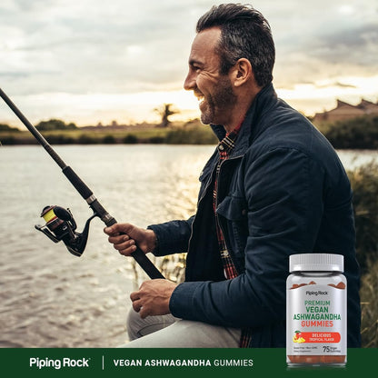 Piping Rock Ashwagandha Gummies – 75 Stück – Vegan, Non-GMO & glutenfrei – Tropischer Geschmack für Männer & Frauen