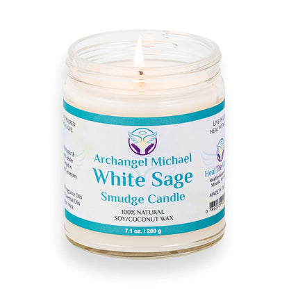 Heal The Masses Weißer Salbei Kerze zur Reinigung von Haus und Chakren | Energie-Reinigungs-Smudge-Kerze | Natürliche Aromatherapie-Kerze | Salbei zur Reinigung negativer Energie (198 g) (Weißer Salbei)