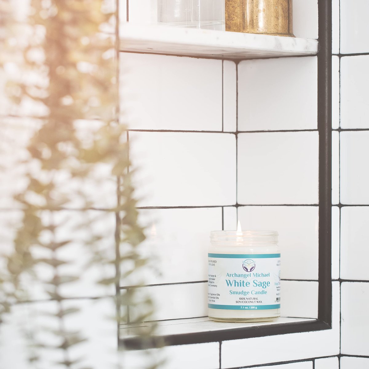 Heal The Masses Weißer Salbei Kerze zur Reinigung von Haus und Chakren | Energie-Reinigungs-Smudge-Kerze | Natürliche Aromatherapie-Kerze | Salbei zur Reinigung negativer Energie (198 g) (Weißer Salbei)