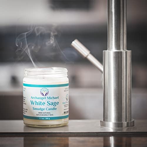 Heal The Masses Weißer Salbei Kerze zur Reinigung von Haus und Chakren | Energie-Reinigungs-Smudge-Kerze | Natürliche Aromatherapie-Kerze | Salbei zur Reinigung negativer Energie (198 g) (Weißer Salbei)